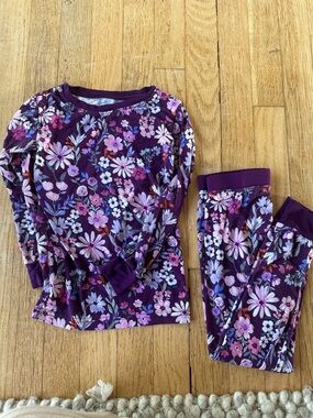 Little Sleepies Purple Flower Blooms 4T Long Sleep Pants/Shirt